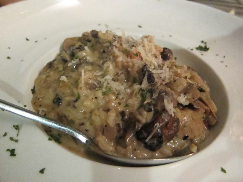 Wild mushroom risotto with pesto sauce